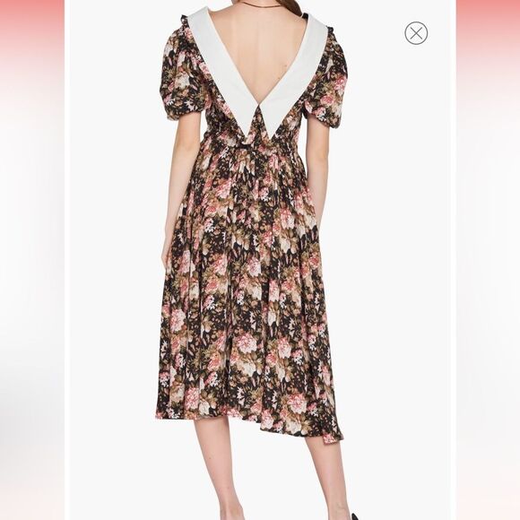 En Saison Kiko Midi Floral Print Retro V-Neck Short Sleeves Dress M NWT - Picture 2 of 8